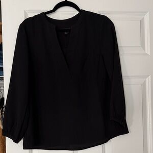 J. Crew Black V-Neck 3/4 Sleeve Tunic Top